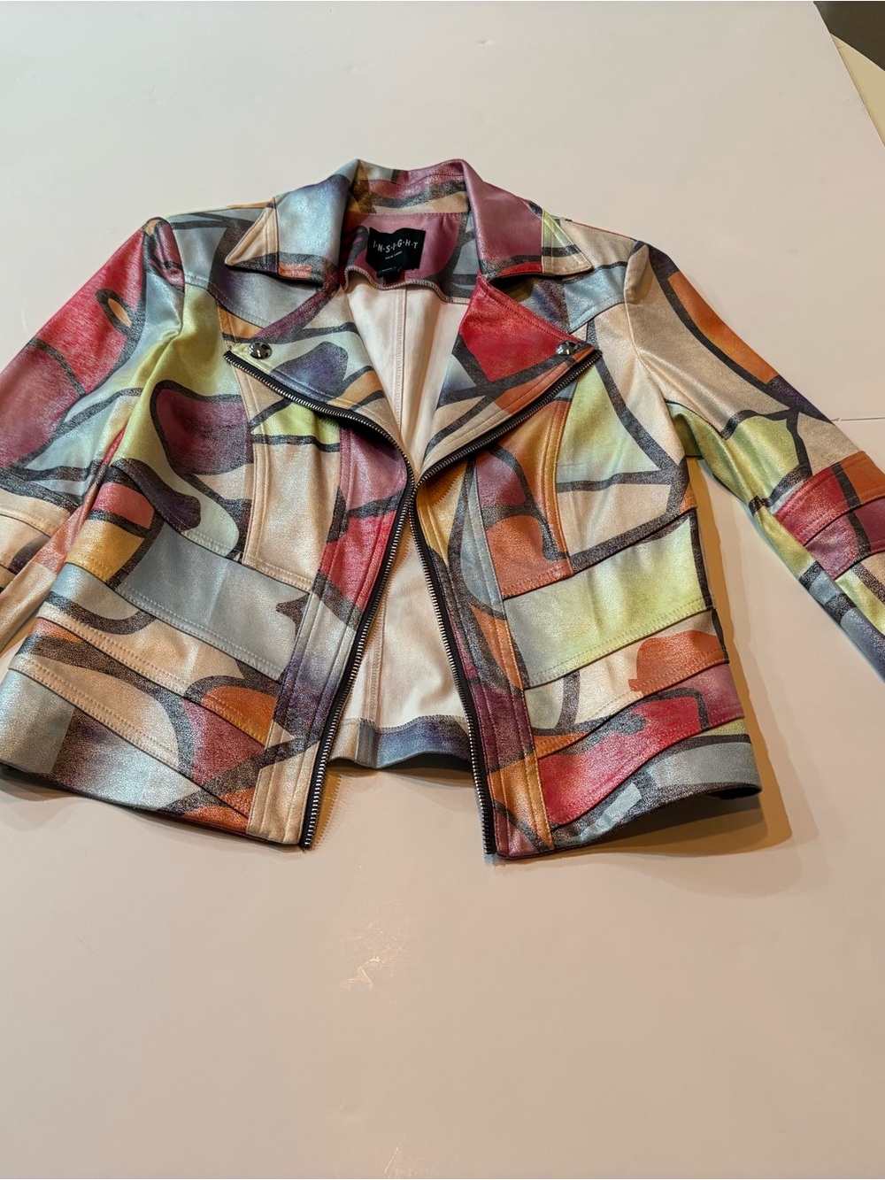 Insight New York size 4 Colorful Abstract  Moto Jacket - Multi